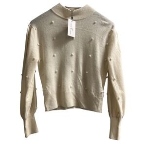 Scott & Scott Sweater Womens S Ivory Wool Cashmere Blend Bobble Detail Luxury